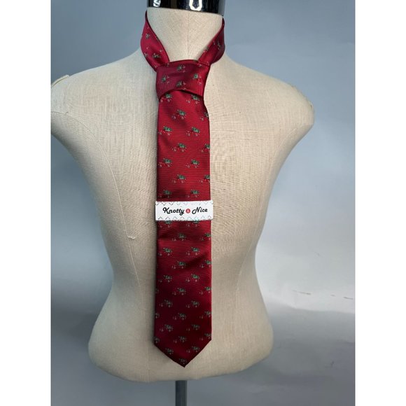 Knotty and Nice Christmas Tie Red Truck and Tree OS Red Christmas Polyester - Picture 3 of 16